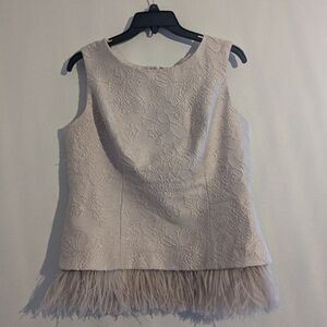 Teri Jon 2 peice set size 8. Blush pink, feathers